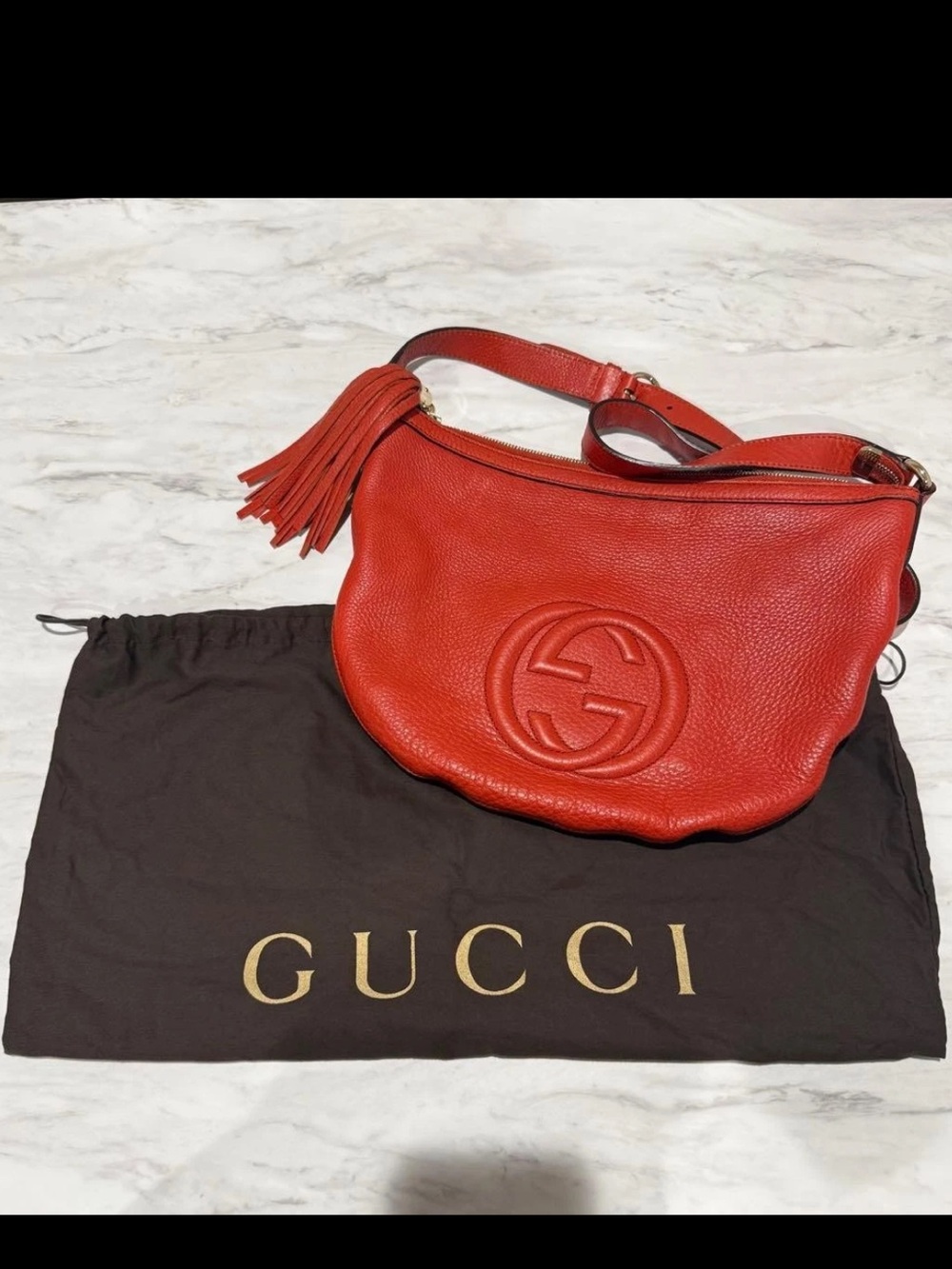 Gucci Red Leather Soho Disco Shoulder Bag